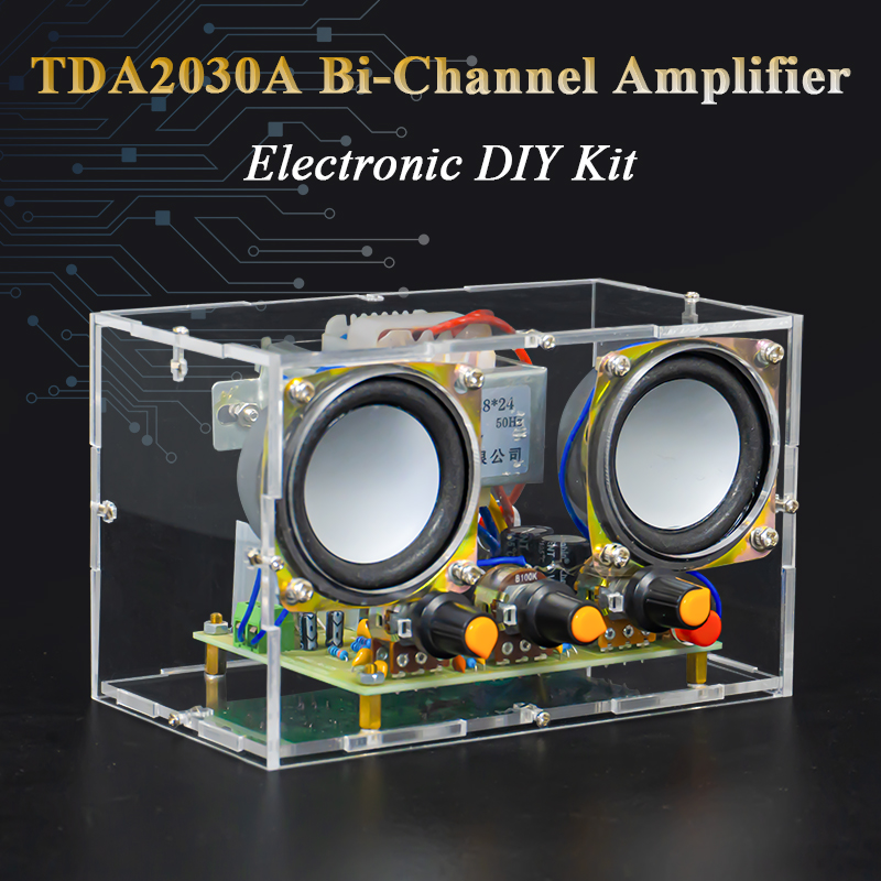 Diy Audio Electronics Kit - Elektronisches DIY TDA2030 Zweikanal-Verstärker-Kit, transparentes Gehäuse,