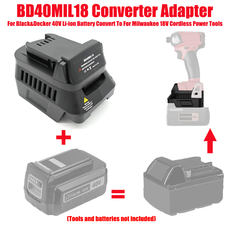 Black+Decker Tool Cordless - Für Black&Decker 40V Batterien BD40MIL18 Batterieadapter,